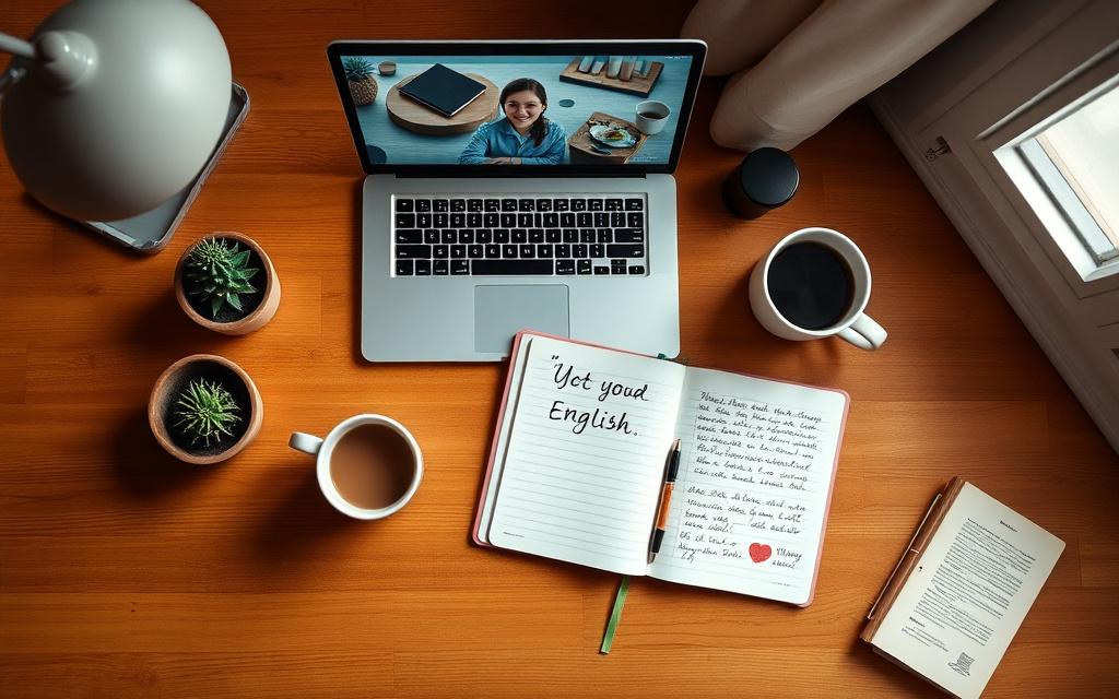 Workspace setup for online English learning